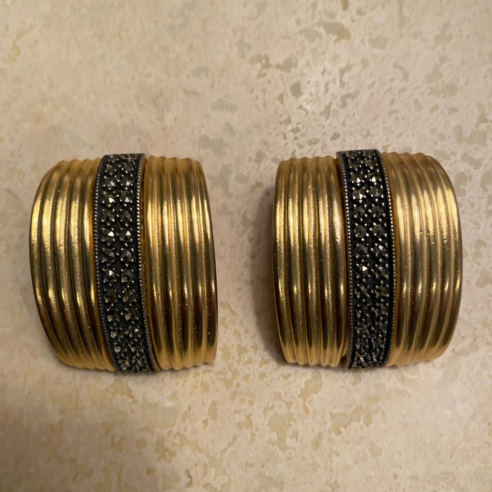 Marcasite with gold clip on earrings